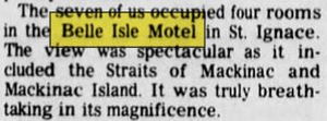Belle Isle Motel & Dining Room - Sept 1980 Article